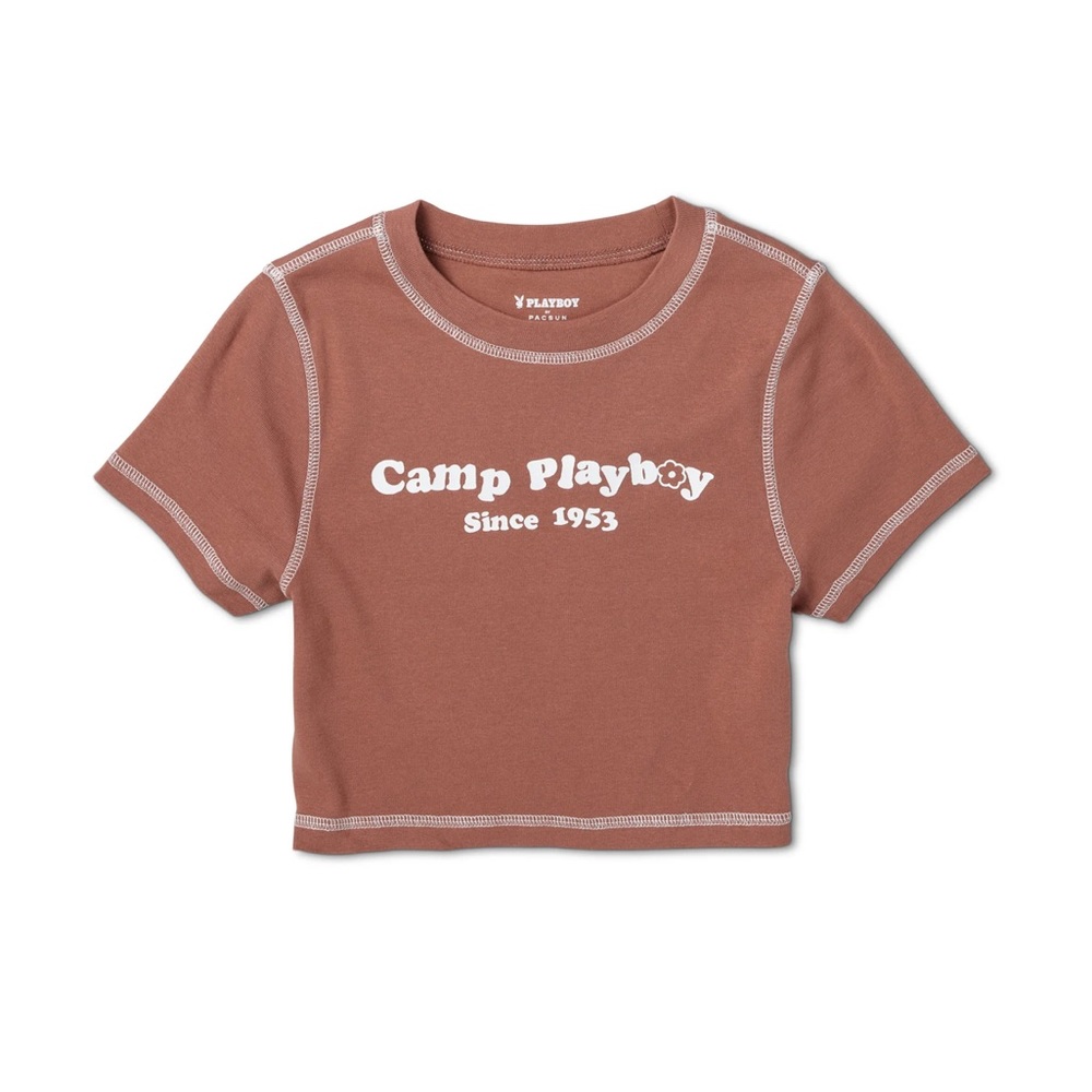 PacSun/Playboy baby tee brown barley worn